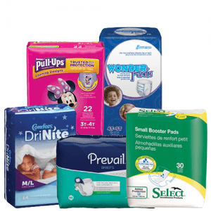 assortment of incontinence products for children