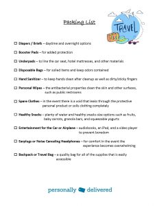 Packing list for traveling with an autistic child