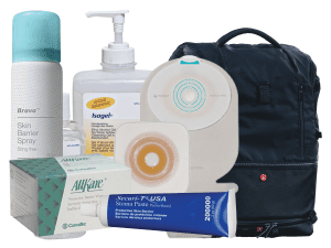 ostomy supplies that are suggested as being included in an ostomy emergency pack