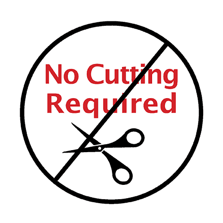 no cutting required symbol for moldable technology