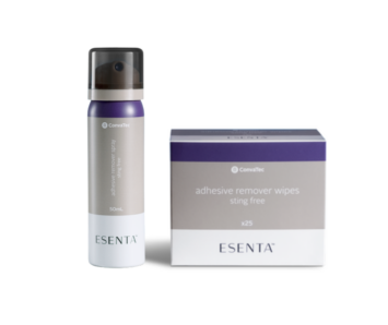 ESENTA Sting-Free Adhesive Remover Wipes and Spray for removing adhesive from skin