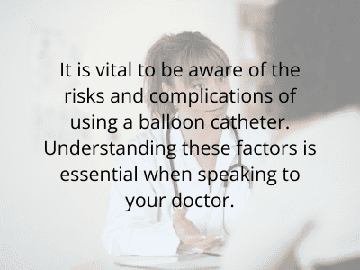 Doctor speaking to her patient about the risks of a balloon catheter