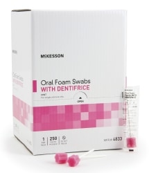 McKesson Oral Foam Tip Swabsticks with Dentifrice